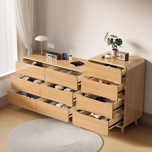Shulin Furniture Nordic Dresser 4 <b>Drawer</b> Solid Wood Legs Bedroom Storage Cabinet White <b>Walnut</b> Color - Product Image 4