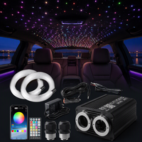 Kit d'éclairage LED RVBW intelligent à fibres optiques scintillantes, double port, contrôle par application, pour décoration de plafond de voiture et de maison, effet ciel étoilé