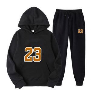 Sweat-shirts unisexes en coton noir uni personnalisés pour hommes, ensemble sweat-shirt et pantalon de survêtement pour hommes, fabricants de vêtements streetwear d'hiver - Product Image 1
