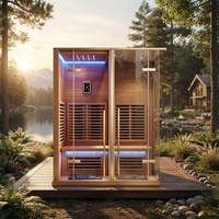 Sauna de Infrarrojos Lejanos Individual de Madera Sólida y Combinación de Ducha, Sauna de Vapor de Infrarrojos de Lujo con Control Digital