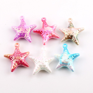 Dijes acrílicos en forma de estrella, colores aleatorios, accesorios de joyería DIY, colgante para collar, llavero, colgantes de moda unisex - Product Image 1