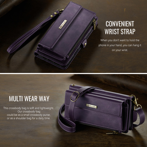 Étui portefeuille <span class=keywords><strong>CaseMe</strong></span> C39 pour <span class=keywords><strong>iPhone</strong></span> 16E Pro 15 <span class=keywords><strong>13</strong></span> 14 12 Plus 11 Pro XS Max XR 17 Air, sac magnétique multifonctionnel 3-en-1 à bandoulière - Product Image 6