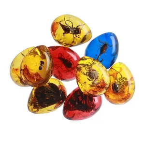 Moda Natural Insetos Amber Stone Ornamento Para Jóias Scorpions Borboleta Caranguejo Decorações DIY Craft Pendant Gift