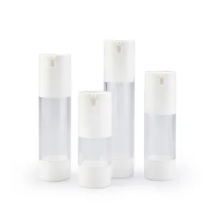Botella de bomba al vacío cosmética blanca, 5ml, 10ml, 15ml, 30ml, 50ml, 100ml, 150ml, 200ml