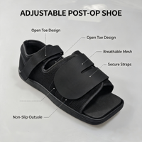 Chaussure post-opératoire à bout carré, personnalisée, directement d'usine, avec housse amovible, maille respirante, Velcro, semelle compensée en EVA et TPR, pour chirurgie de la hanche ou de l'hallux valgus