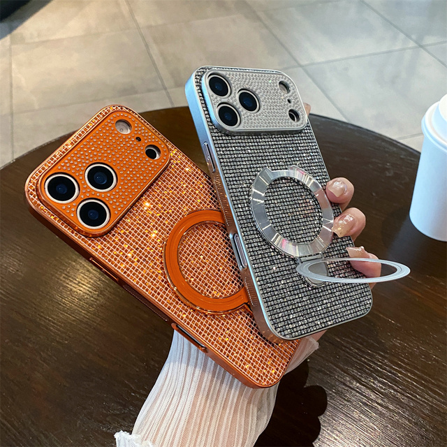 Crystal Glitter Diamond Bling Sparkle Rhinestone Soft Shockproof Cover Phone Case for iPhone 17 Pro Max Mobile Covers for Girls