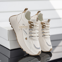 F893 Nouvelle Collection Printemps Chaussures Femme en Cuir Baskets Athlétiques Tendance Polyvalentes à Semelle Épaisse Plateforme Décontractées pour Femme