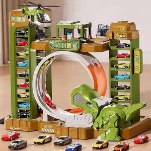 <span class=keywords><strong>Circuit</strong></span> de course multi-niveaux avec <span class=keywords><strong>garage</strong></span> de stationnement pour voitures coulissantes, ensemble de voitures miniatures moulées sous pression et parc de stationnement jouet - Product Image 1