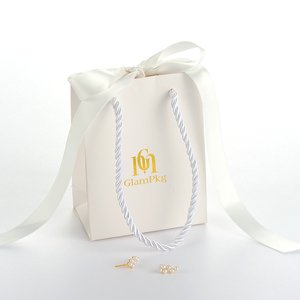 GLAMPKG Paper Magnetic <b>Book</b> <b>Box</b> Black Foam Insert Microfiber Pouch Paper Handle Ribbon Bag Gold Logo Jewelry Packaging Set - Product Image 5