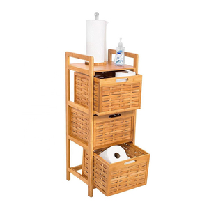 De bambú del gabinete del cajón del estante de almacenamiento de bambú de cestas Rack con 3 extraíble cajones - Product Image 4