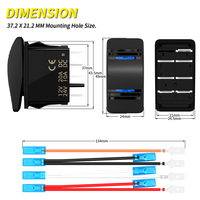 Interrupteur étanche marin ON-OFF-ON double LED bleue Interrupteur à bascule 7 broches DPDT Interrupteur à bascule 3 voies avec motif laser personnalisé