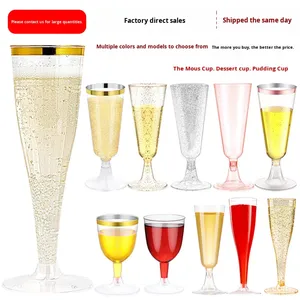 Flûtes à <span class=keywords><strong>champagne</strong></span> jetables en plastique pour cocktail, verres à vin pour mariage, anniversaire, Nouvel An, Noël - Product Image 2