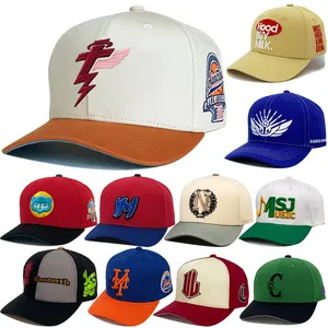 맞춤형 로고가있는 자수 코튼 스포츠 6 패널 투톤 장착 모자 남성용 야구 모자