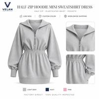 Sweat à capuche décontracté pour femme VELAN avec logo personnalisé, coupe ample, fermeture éclair, taille ajustable, sweat-shirts vierges pour femme avec poche