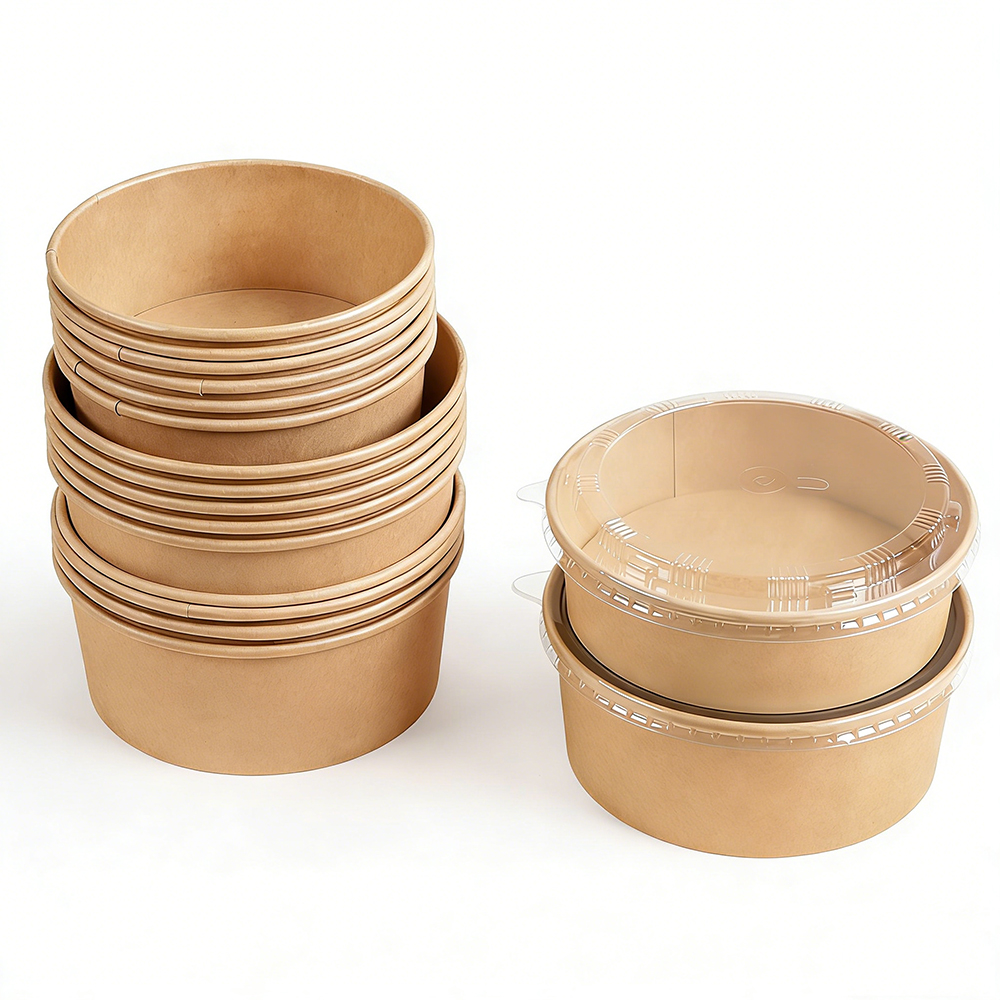 Free Sample Disposable Recyclable Custom Salad Food Grade Biodegradable PE/PLA Lined Paper Plates Bowls Cups Snack Hamburger