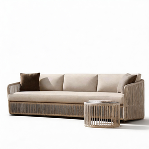 Sofás de Jardín, MOQ Bajo, Juego de Sofás Modernos de Mimbre y Teca para Exteriores - Product Image 3