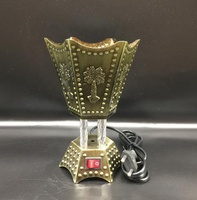 Quemador de Incienso Eléctrico Árabe, Diseño de Árbol de Coco en Metal Dorado, Quemador de Bakhoor Enchufable, Mubkhar de Oud de Lujo, Aromático para Ramadán