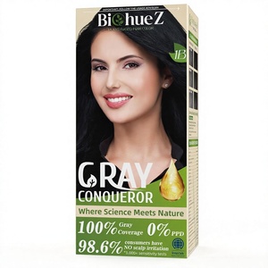 Teinture capillaire noire sans PPD, formule naturelle à base de plantes |   Couverture permanente des cheveux gris pour femmes 1B Obsidian <span class=keywords><strong>Noir</strong></span> 5.07 Fl Oz - Product Image 1