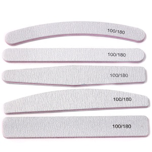 Lime à <span class=keywords><strong>ongles</strong></span> double face personnalisée avec logo imprimé gris, grain 100/180, forme demi-lune, carrée, droite, en papier de verre lavable - Product Image 1