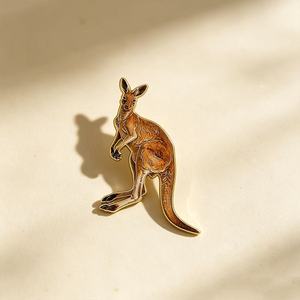 Broche unisexe tendance en alliage de zinc plaqué nickel noir, motif kangourou australien réaliste, pour veste et sac à main - Product Image 2