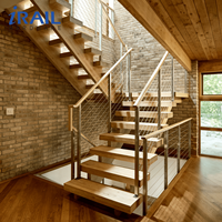 Rampe d'escalier en acier inoxydable, garde-corps droit sur mesure pour escalier, balustrade moderne en verre trempé pour intérieur/extérieur