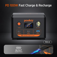 Batterie externe sans fil Powkey PD 100W à charge rapide 30000mAh au phosphate de fer lithium, mini station d'alimentation portable avec entrée Type-C