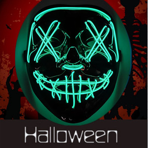 Máscara <span class=keywords><strong>de</strong></span> neón LED para Halloween, disfraz <span class=keywords><strong>de</strong></span> purga, máscara <span class=keywords><strong>de</strong></span> terror <span class=keywords><strong>de</strong></span> horror, disfraz <span class=keywords><strong>de</strong></span> Cosplay, para fiesta <span class=keywords><strong>de</strong></span> DJ, brillo <span class=keywords><strong>de</strong></span> luz - Product Image 2