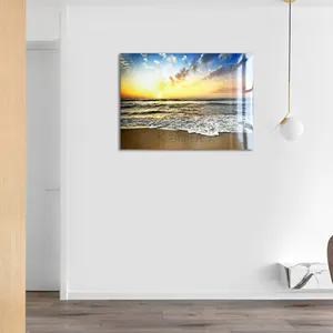 Sunrise Praia Cenário Grande Lona Wall Art Canvas Art Pintura Com Laca