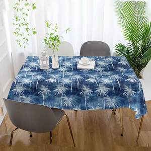 Mantel cuadrado con estampado azul de palmera Tropical, cubiertas de tela lavables para decoración del hogar interior y exterior para hoteles - Product Image 5