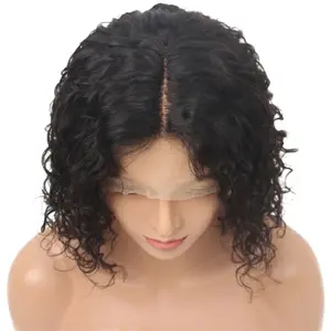 wholesale manufacturer Brazilian remy double drawn machine made wig Afro Kinky Curly Bob Wigs With Bangs Human Hair Wigs