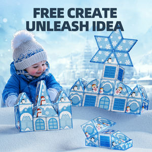 AJB Ice Snow World castello <span class=keywords><strong>Saff</strong></span> ABS inodore in plastica con motivo diamantato stampato a colori foglio magnetico giocattolo Puzzle - Product Image 3