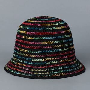 Nouveau Chapeau Bob Tricoté Arc-en-ciel Respirant pour Fille, Idéal pour les Vacances à la Plage et les Voyages en Extérieur, Protection Solaire Été 2025 - Product Image 6