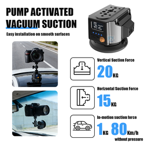 Support à ventouse électrique en alliage d'aluminium avec écran LCD intelligent, étanche, autonomie de 120H pour caméras d'action et smartphones - Product Image 2