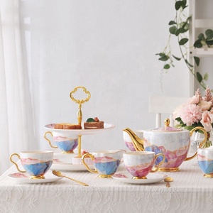 European Style Small Luxury British Living Room Home Afternoon <b>Tea</b> <b>Set</b> Ceramic Coffee Cup and Water <b>Set</b> Made From Bone China - Product Image 3