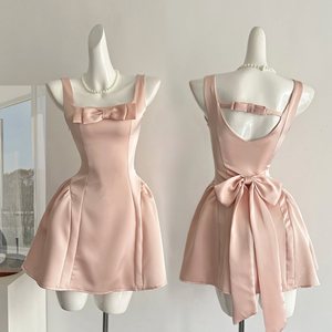 Robe en coton et soie élégante pour jeune femme, nouvelle collection été 2026 <span class=keywords><strong>Simai</strong></span>, col rabattu, nœud papillon, jupe mi-longue - Product Image 1
