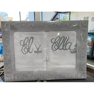 Toallas Bordadas para Él y Ella, 100% Algodón Blanco, 60 cm x 110 cm, Juego de Regalo de Boda - Product Image 3