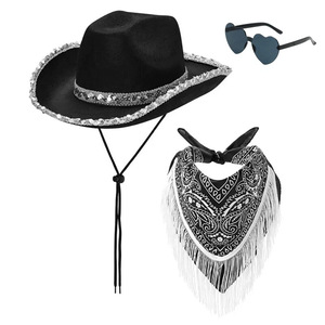 Sombreros <span class=keywords><strong>de</strong></span> <span class=keywords><strong>Vaquero</strong></span> Unisex <span class=keywords><strong>de</strong></span> Fieltro Estilo Western con Pañuelos, <span class=keywords><strong>Accesorios</strong></span> <span class=keywords><strong>de</strong></span> <span class=keywords><strong>Disfraz</strong></span> Texano <span class=keywords><strong>para</strong></span> Adultos, Fiesta <span class=keywords><strong>de</strong></span> Disfraces <span class=keywords><strong>de</strong></span> Invierno - Product Image 5