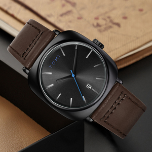 TOMI Set Regalo 2 Pezzi: Orologio Casual da <span class=keywords><strong>Uomo</strong></span> e Occhiali, Cinturino in Pelle, Quadrante Analogico, Cassa in Lega, Calendario Completo, Confezione Regalo - Product Image 5
