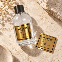 Impression d'étiquettes personnalisées en vinyle imperméable avec logo en feuille d'or, autocollantes transparentes pour flacons de parfum