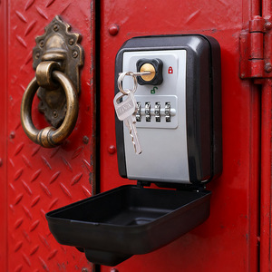 Caja de llaves con cerradura de combinación, contraseña mecánica, acceso con llave, color negro, universal, para almacenamiento de seguridad en puertas de hogar y oficina - Product Image 4