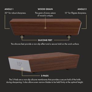 Affûteur de couteaux roulant personnalisé en pierre sculptée de style vintage - Support magnétique et options de double angle pour un affûtage précis - Product Image 3