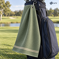 Serviette de golf personnalisée en microfibre gaufrée avec mousqueton pour clubs de golf et marques de détail