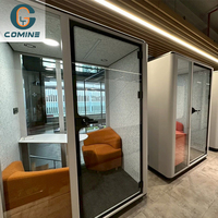 Cabine de réunion insonorisée mobile et moderne en aluminium, capacité de deux/quatre/six personnes, pour hôtel, entrepôt, villa, centre commercial