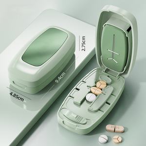 1/4 1/3 1/2 ポータブルトラベルピルタブレットカッタースプリッターホルダー薬箱、ステンレス鋼ブレードクラッシャーとグラインダー付き - Product Image 2