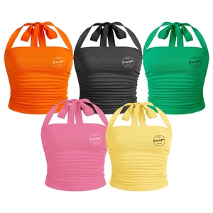 เสื้อกล้ามสายคล้องคอคอคอคอคอตตอนเปิดหลังสีพื้นเซ็กซี่เข้ายิมฟิตเนสสำหรับผู้หญิง - Product Image 1