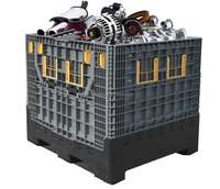 Caisse palette pliable en plastique 1200x1000x1000mm, grande capacité, durable, en PEHD, pour transport logistique intensif, conteneur palette pliable