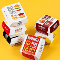 Boîtes d'emballage pour hamburgers en papier personnalisées, boîtes à hamburgers jetables en papier, contenants de qualité alimentaire pour la restauration rapide, boîte carrée