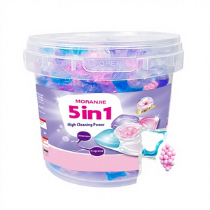 Perles de lessive écologiques 5-en-1 à la fleur de cerisier, parfum longue durée, pack familial, 5 compartiments, enzymes concentrées, 100 unités - Product Image 4