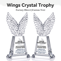 Trophée en cristal Aile d'aigle, nouveau design haut de gamme, sculpture de plume 3D, base en cristal transparent, récompense pour les réalisations de leadership