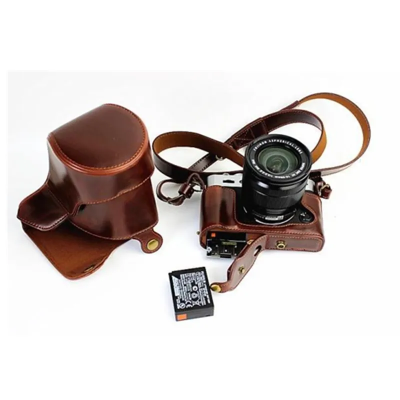 (Deluxe Edition)PU Leather Camera Case Protector Pouch Bag Caso compatível para Fujifilm XT10 XT20 XT30 XT30II 16-50mm lente caso